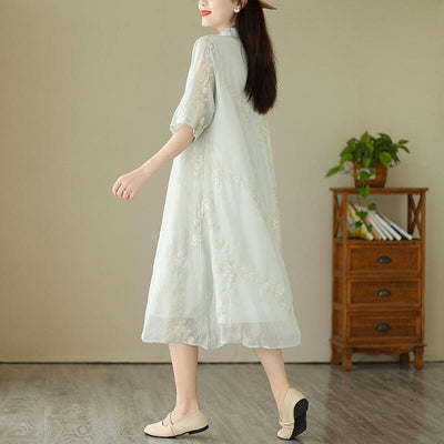 Summer Retro Embroidery Loose Dress