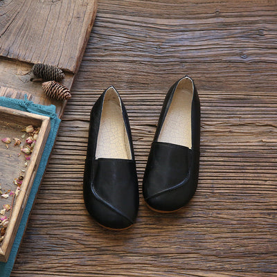 Summer Retro Flat Handmade Casual Shoes For Women Jul 2022 New Arrival 35 Black 