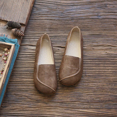 Summer Retro Flat Handmade Casual Shoes For Women Jul 2022 New Arrival 35 Khaki 