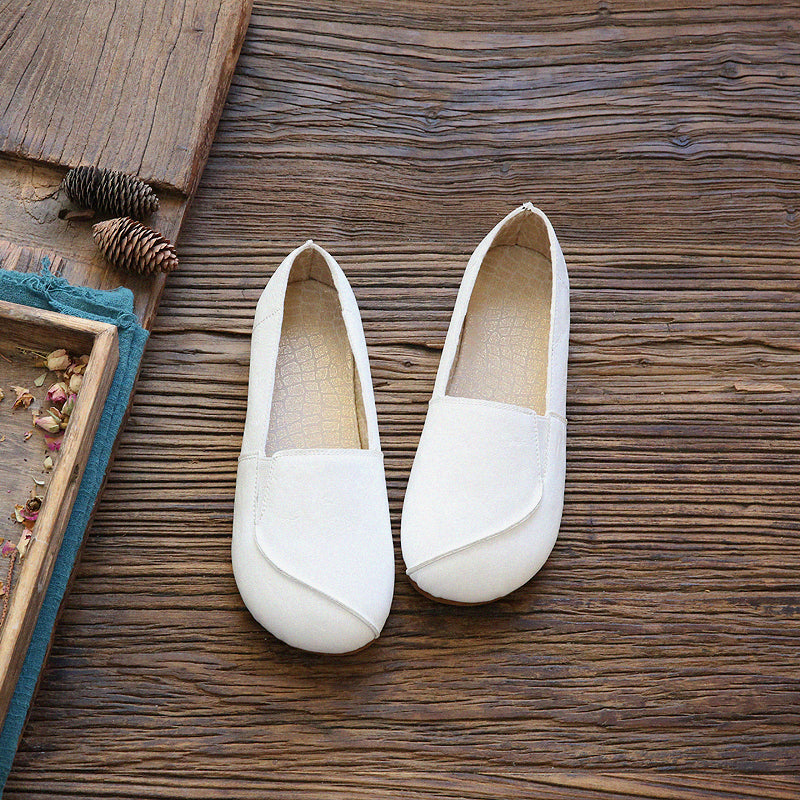 Summer Retro Flat Handmade Casual Shoes For Women Jul 2022 New Arrival 35 White 