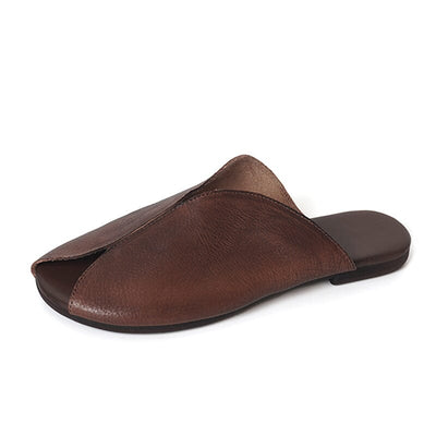 Summer Retro Flat Leather Casual Flats Slippers Apr 2023 New Arrival 