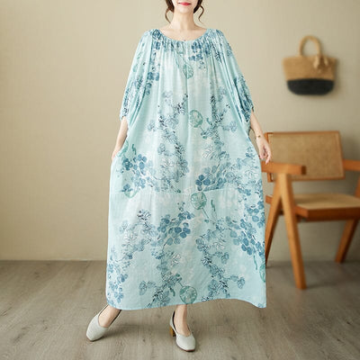 Summer Retro Floral Print Cotton Dress Plus Size