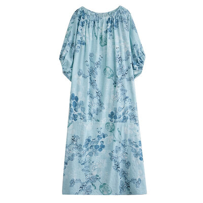 Summer Retro Floral Print Cotton Dress Plus Size Jul 2023 New Arrival 