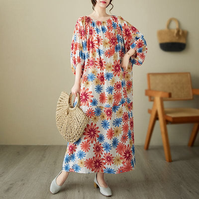 Summer Retro Floral Print Dress Plus Size Jul 2023 New Arrival 