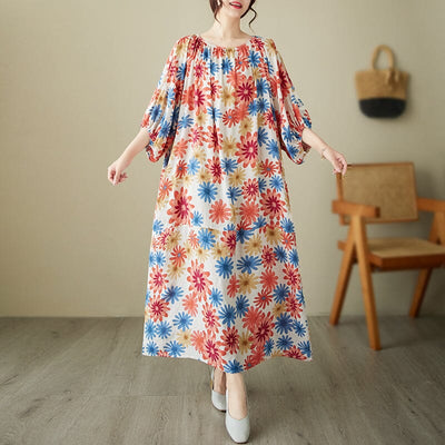 Summer Retro Floral Print Dress Plus Size Jul 2023 New Arrival One Size Floral 