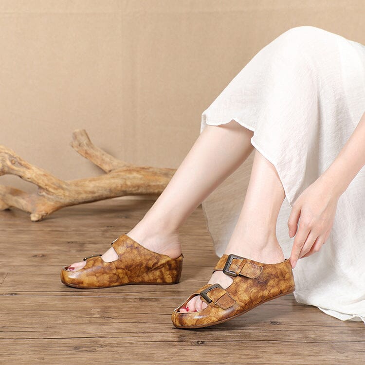Summer Retro Handmade Leather Casual Slide Sandals May 2023 New Arrival 