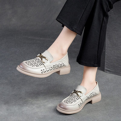 Summer Retro Hollow Leather Casual Loafers Jul 2023 New Arrival 