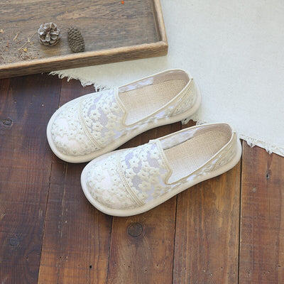 Summer Retro Hollow Mesh Canvas Casual Shoes Apr 2023 New Arrival 35 Beige 