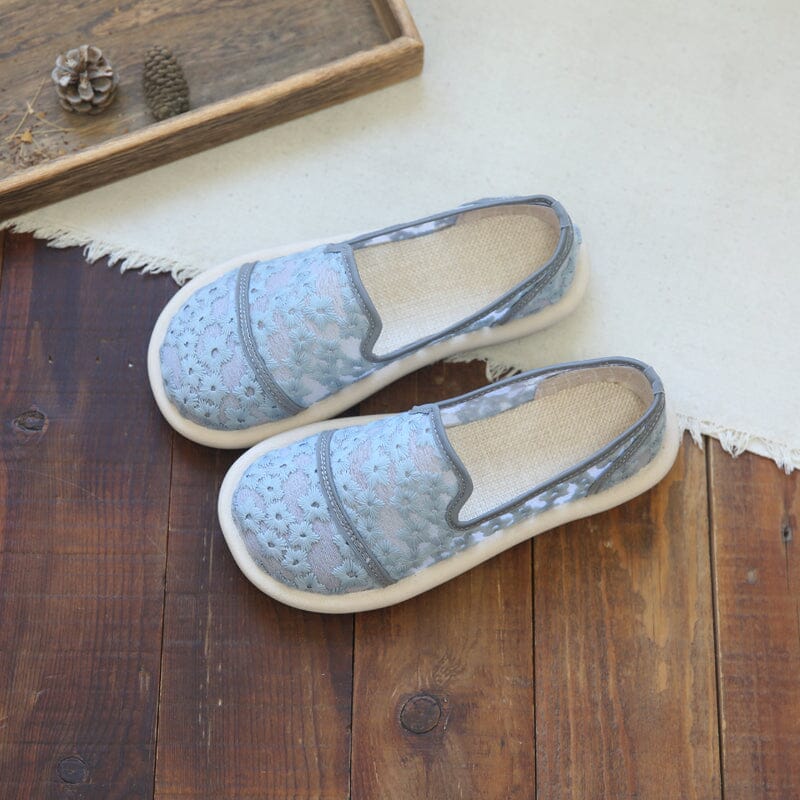 Summer Retro Hollow Mesh Canvas Casual Shoes Apr 2023 New Arrival 35 Gray 