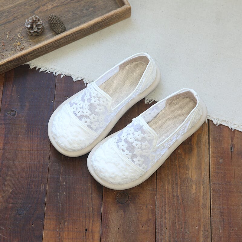 Summer Retro Hollow Mesh Canvas Casual Shoes Apr 2023 New Arrival 35 White 
