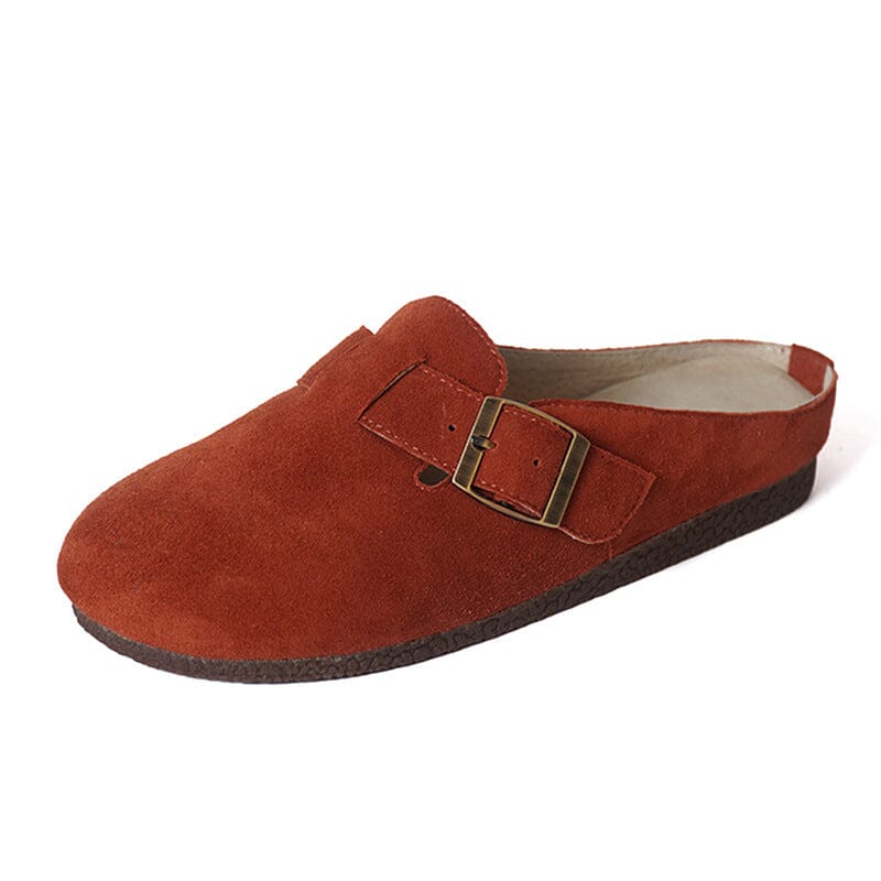 Summer Retro Leather Casual Flat Slippers Apr 2023 New Arrival Red 34 