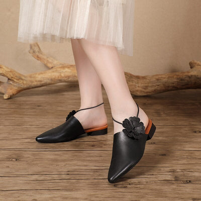 Summer Retro Leather Casual Pointed Toe Slippers May 2023 New Arrival 