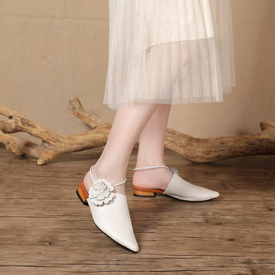 Summer Retro Leather Casual Pointed Toe Slippers