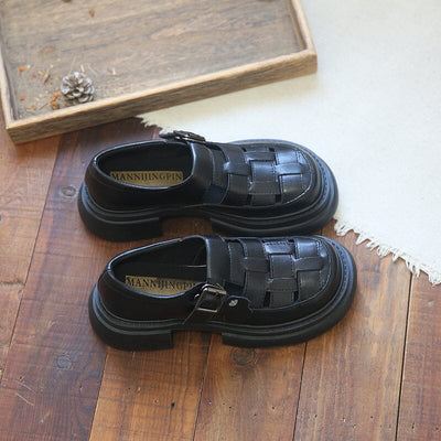 Summer Retro Leather Chunky Lug Sole Sandals