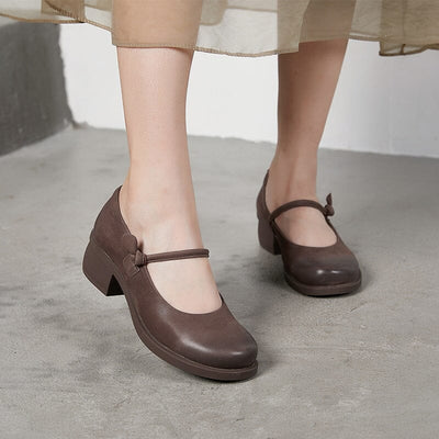 Summer Retro Leather Chunky Sole Casual Shoes Jun 2023 New Arrival 