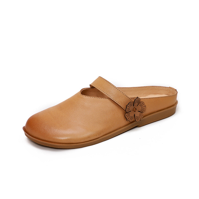 Summer Retro Leather Flat Soft Casual Slippers