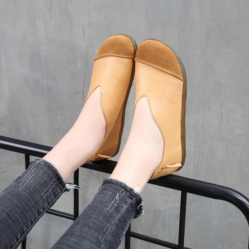 Summer Retro Leather Flat Soft Women Shoes 35-42