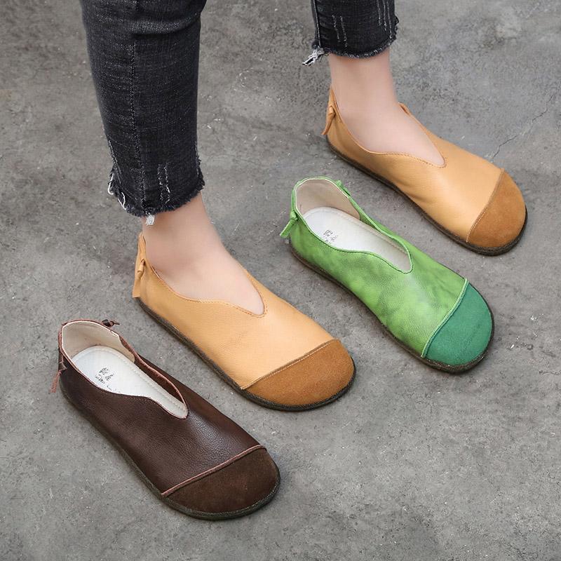 Summer Retro Leather Flat Soft Women Shoes 35-42 2019 May New 