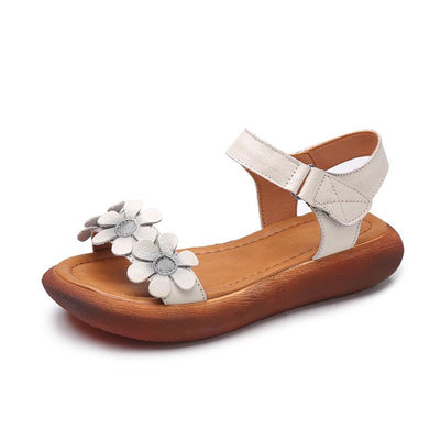 Summer Retro Leather Flower Women's Sandals April 2021 New-Arrival 