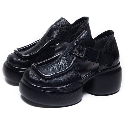 Summer Retro Leather Platform Chunky Heel Sandals Apr 2023 New Arrival 