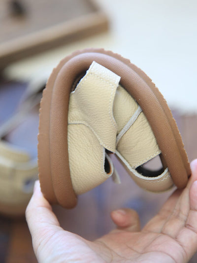 Summer Retro Leather Velcro Tape Flat Sandals May 2023 New Arrival 