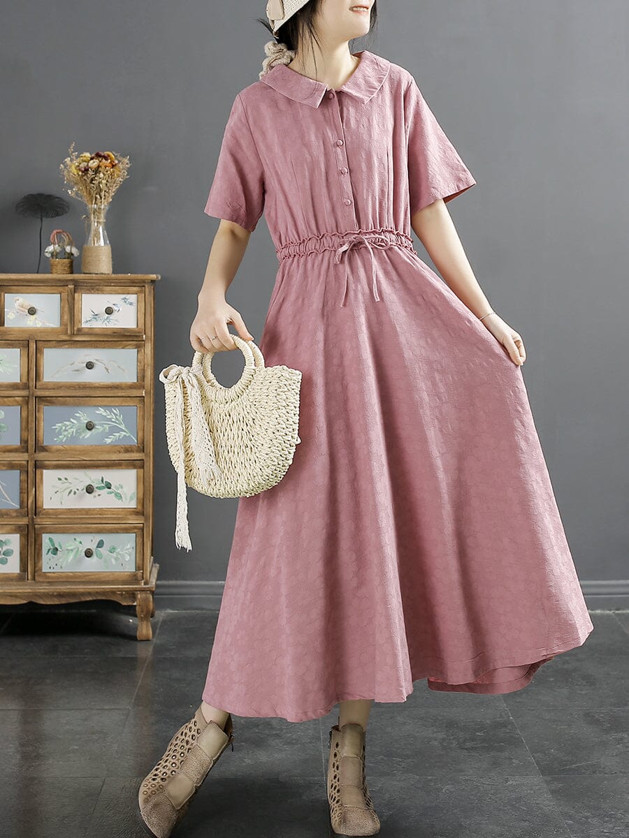 Summer Retro Minimalist Figured Cotton Linen Dress