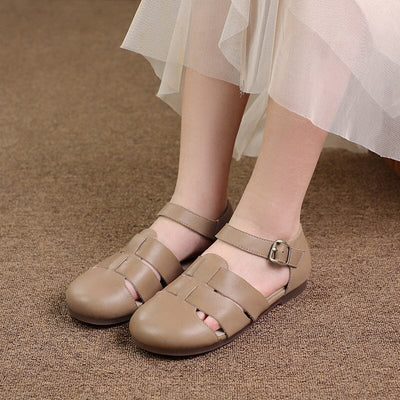 Summer Retro Minimalist Leather Casual Flat Sandals
