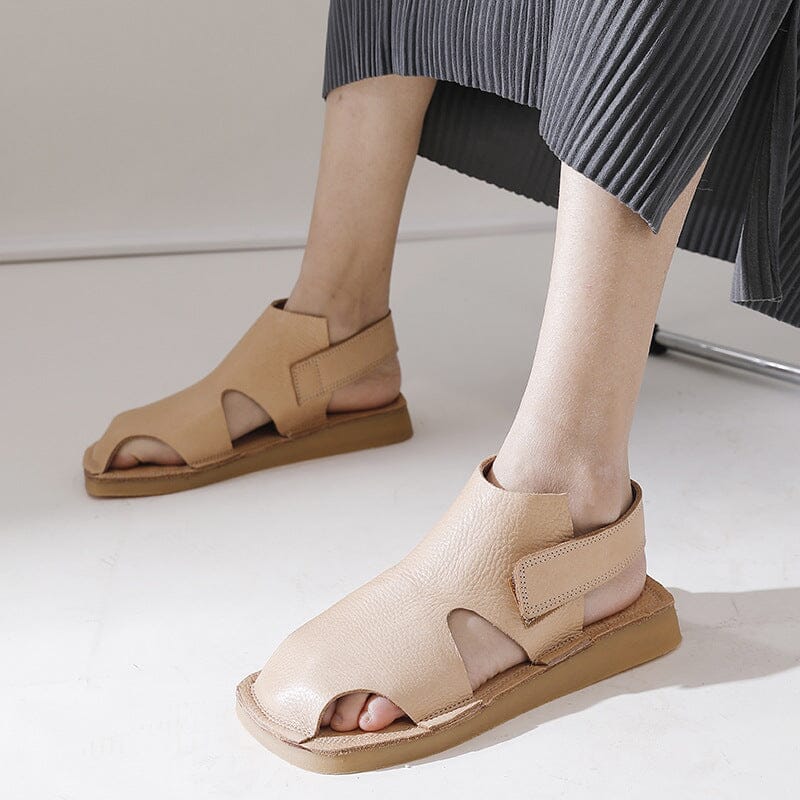 Summer Retro New Trends Leather Flat Sandals