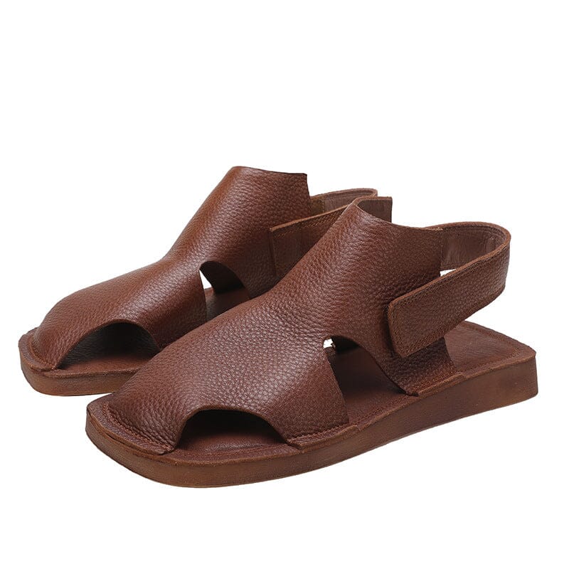 Summer Retro New Trends Leather Flat Sandals