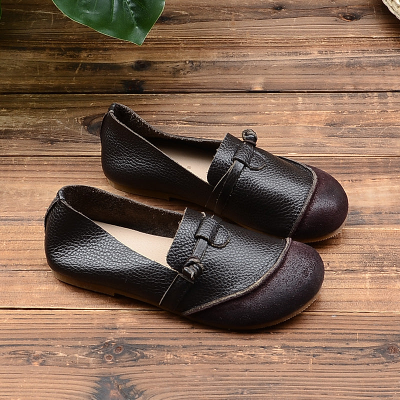 Summer Retro Patchwork Leather Casual Loafers