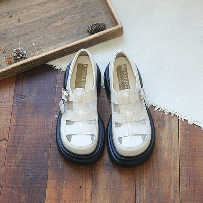 Summer Retro Plaited Leather Lug Sole Sandals