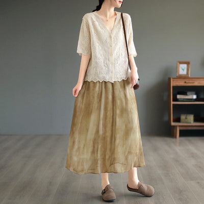 Summer Retro Print Casual A-Line Skirt May 2023 New Arrival 