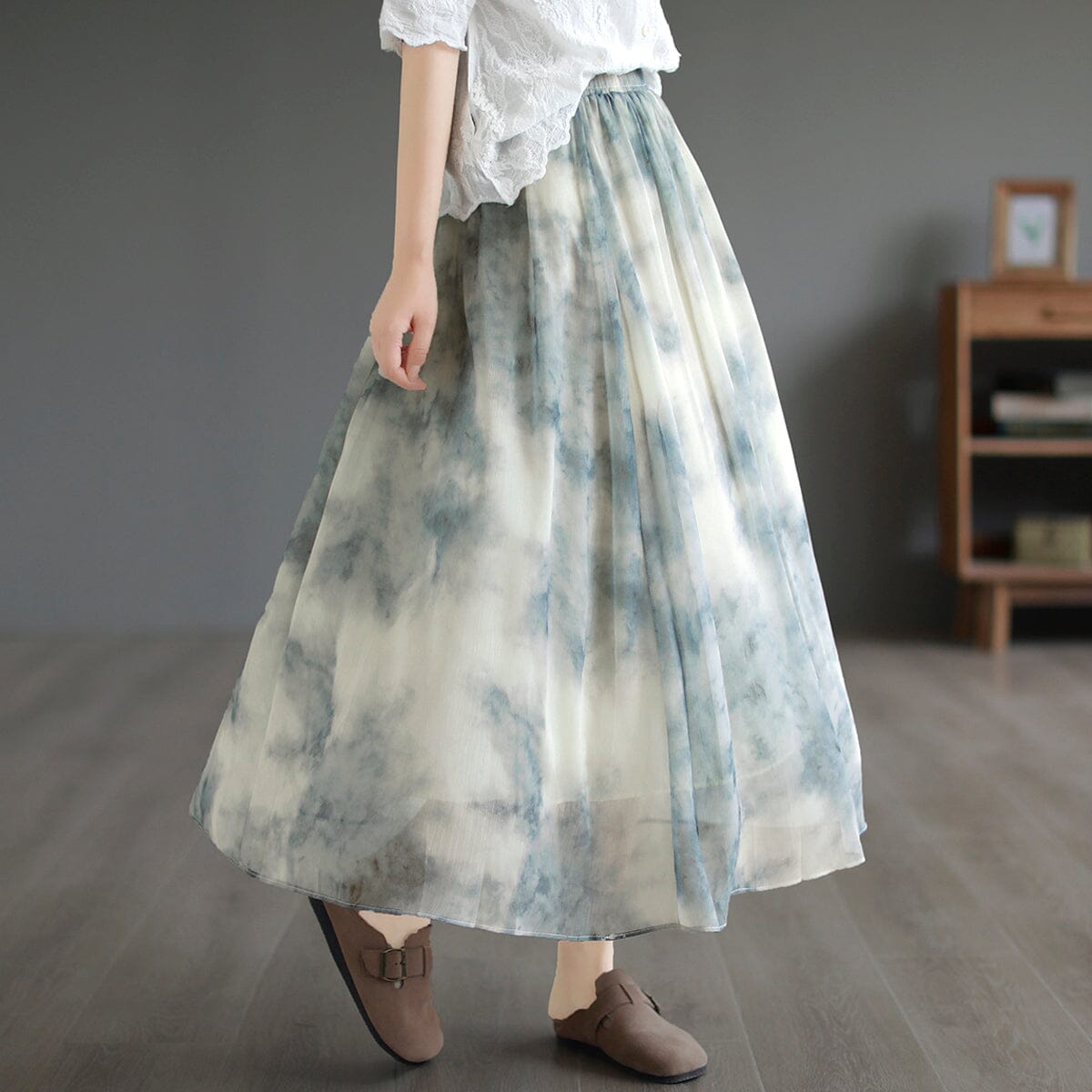 Summer Retro Print Casual A-Line Skirt May 2023 New Arrival 