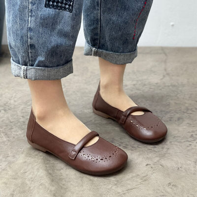 Summer Retro Soft Solid Leather Casual Shoes Mar 2023 New Arrival 