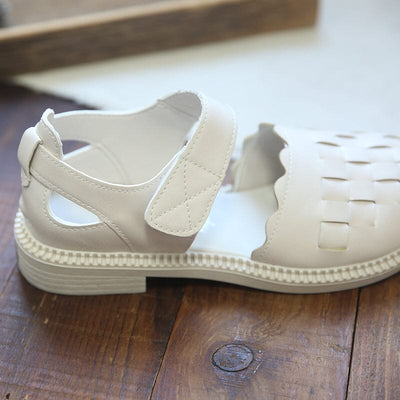 Summer Retro Solid Plaited Casual Sandals