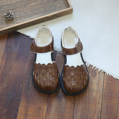 Summer Retro Solid Plaited Casual Sandals