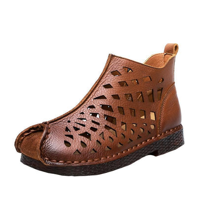 Summer Soft Bottom Women's Leather Hollow Sandals Boots