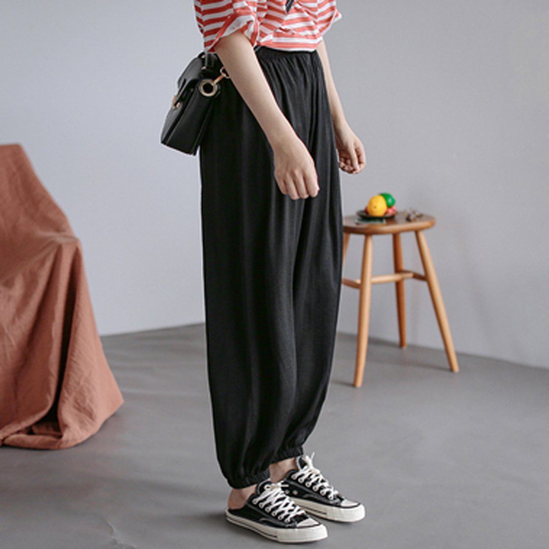 Summer Solid Casual Loose Chiffoin Harem Pants 2019 July New One Size Black 