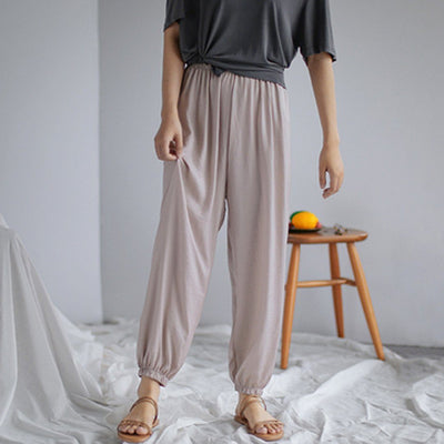 Summer Solid Casual Loose Chiffoin Harem Pants 2019 July New One Size Light Pink 