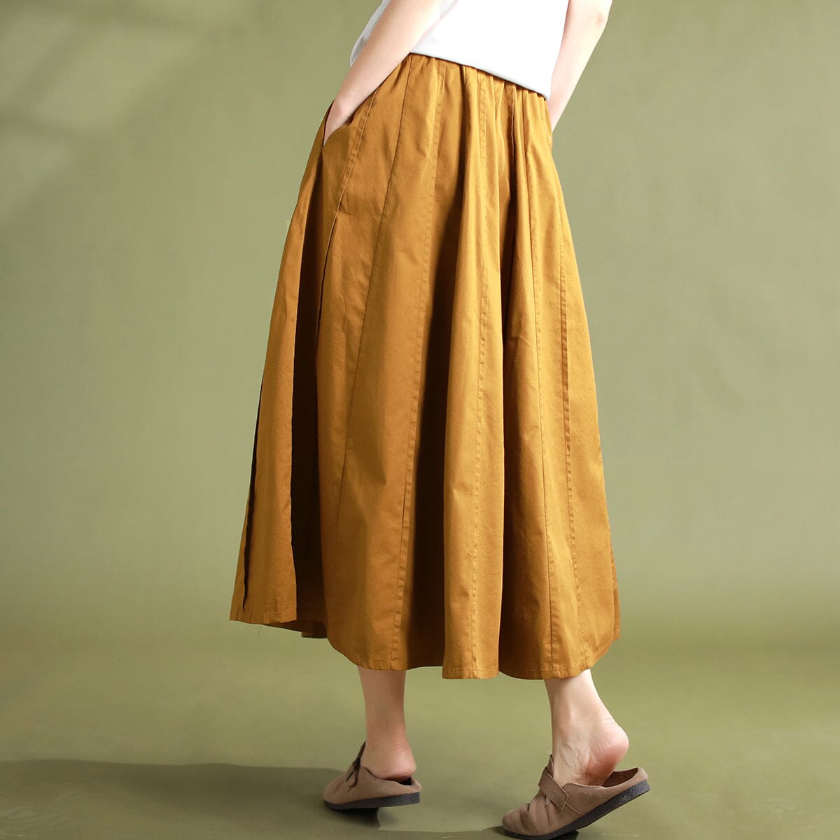 Summer Solid Casual Patchwork Cotton Skirt