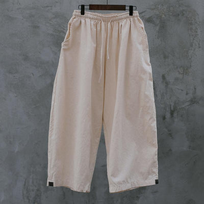 Summer Spring Ramie Solid Sand Wash Ankle-Length Pants 2019 May New 