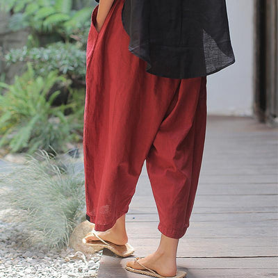 Summer Spring Ramie Solid Sand Wash Ankle-Length Pants 2019 May New 