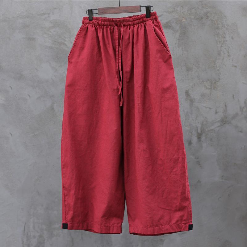 Summer Spring Ramie Solid Sand Wash Ankle-Length Pants 2019 May New 