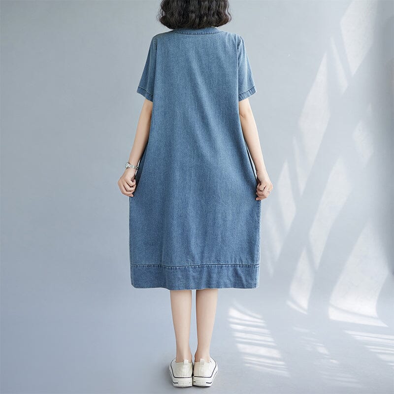 Summer Stylish Casual Minimalist Denim Dress Jun 2023 New Arrival 