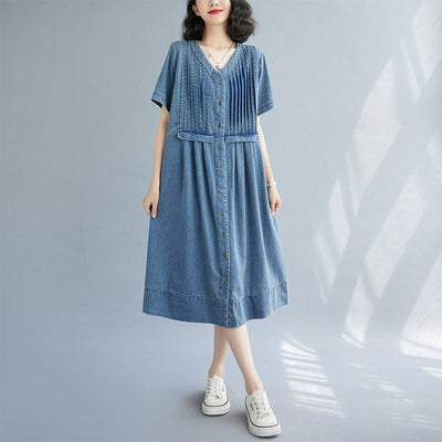 Summer Stylish Casual Minimalist Denim Dress Jun 2023 New Arrival 