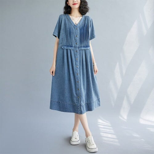 Summer Stylish Casual Minimalist Denim Dress Jun 2023 New Arrival M Blue 