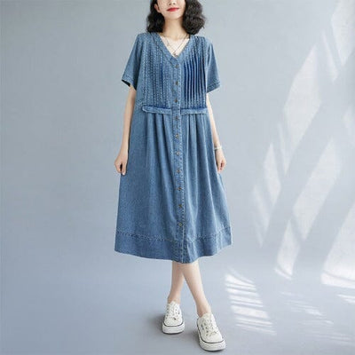 Summer Stylish Casual Minimalist Denim Dress Jun 2023 New Arrival M Blue 