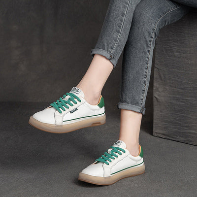 Summer Thin Leather Women Retro Casual Shoes Jul 2022 New Arrival 