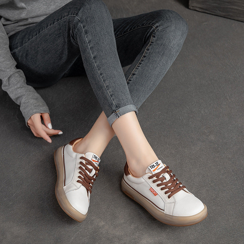 Summer Thin Leather Women Retro Casual Shoes Jul 2022 New Arrival 