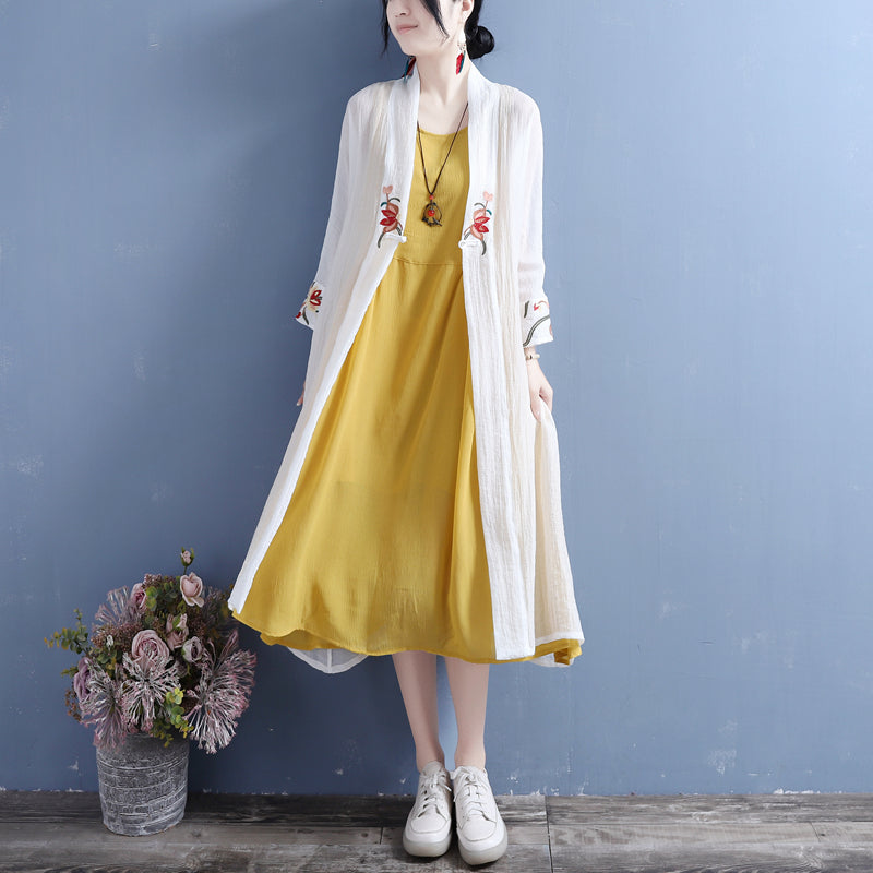 Summer Thin Silk Linen Sleeveless Dress Apr 2022 New Arrival 